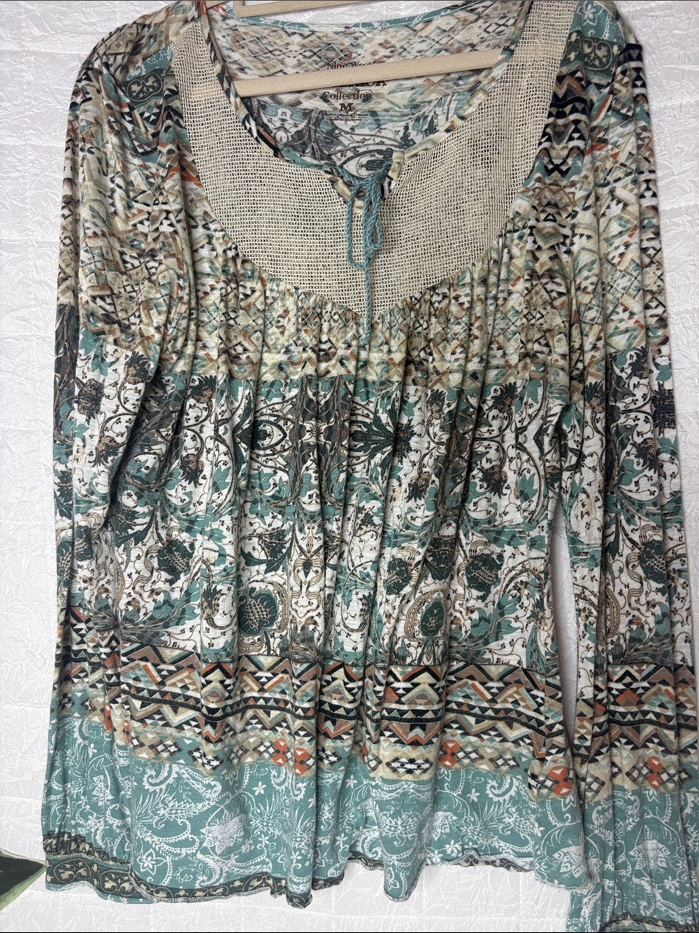 Nine West Vintage America Collection Printed Multi-Color Top size Med